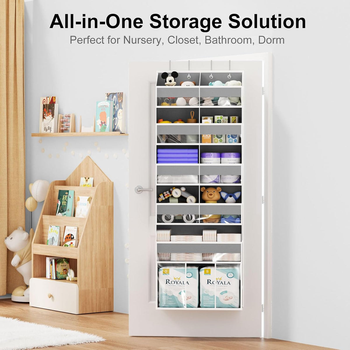 Over the Door Organizer, Compact Hanging Storage for Nursery Bathroom