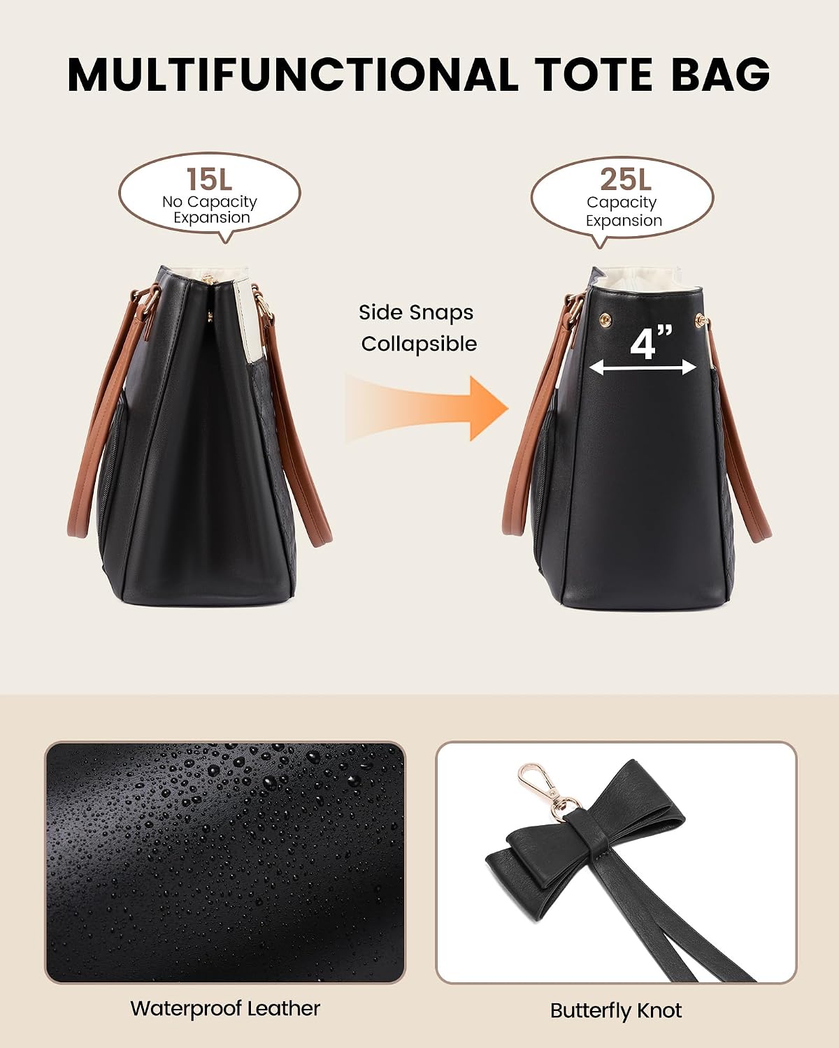 Work Tote Bag with Lunch Compartment, 3 in 1 Laptop Tote Bag for Women with Giant Tumbler Holder for Teacher, Nurse, Travel, Office, Daily