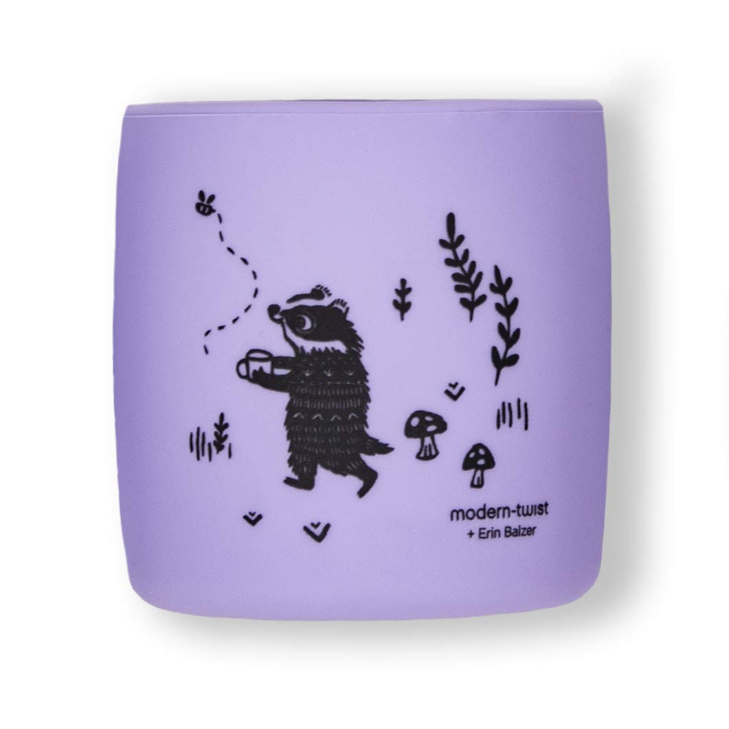 Bundle Bucket-Bib and matching Sipping Cup 100% Food-Grade Silicone, Waterproof and Reusable – Badger Family Lavender