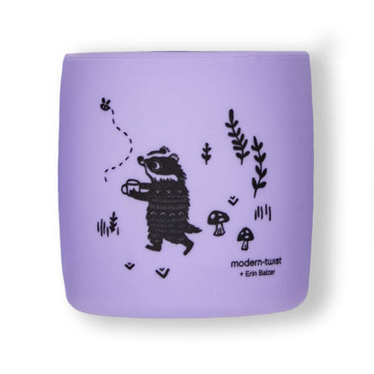 Bundle Bucket-Bib and matching Sipping Cup 100% Food-Grade Silicone, Waterproof and Reusable – Badger Family Lavender