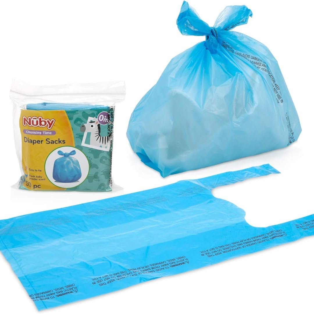 3 A&H Diaper Pail Refill Rings, (7-Layer Bags, Each Holds Up to 272 Diapers) + Nuby Diaper Sacks, 50-Count | Lavender Scent Refills + Easy-Tie Disposable Bags Bundle
