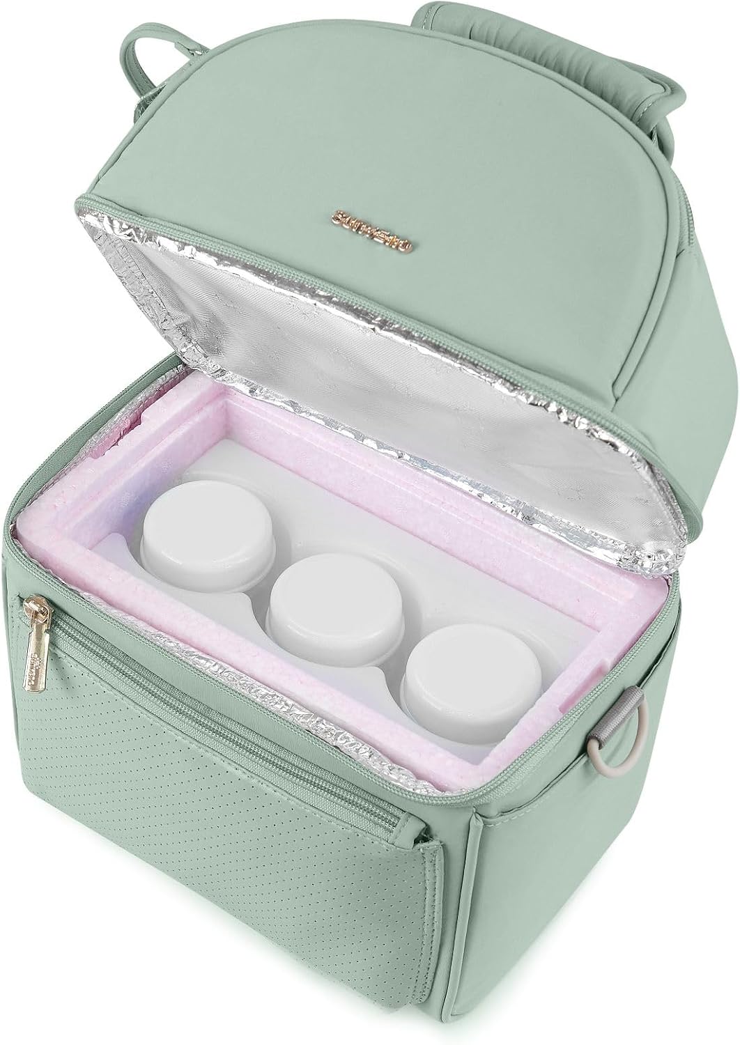 Breast Milk Cooler Bag with Detachable Insulation Box, Double-Layer Pumping Travel Bag for Work & Daycare, Fits Bottles, Ice Packs and Pump Parts,Green