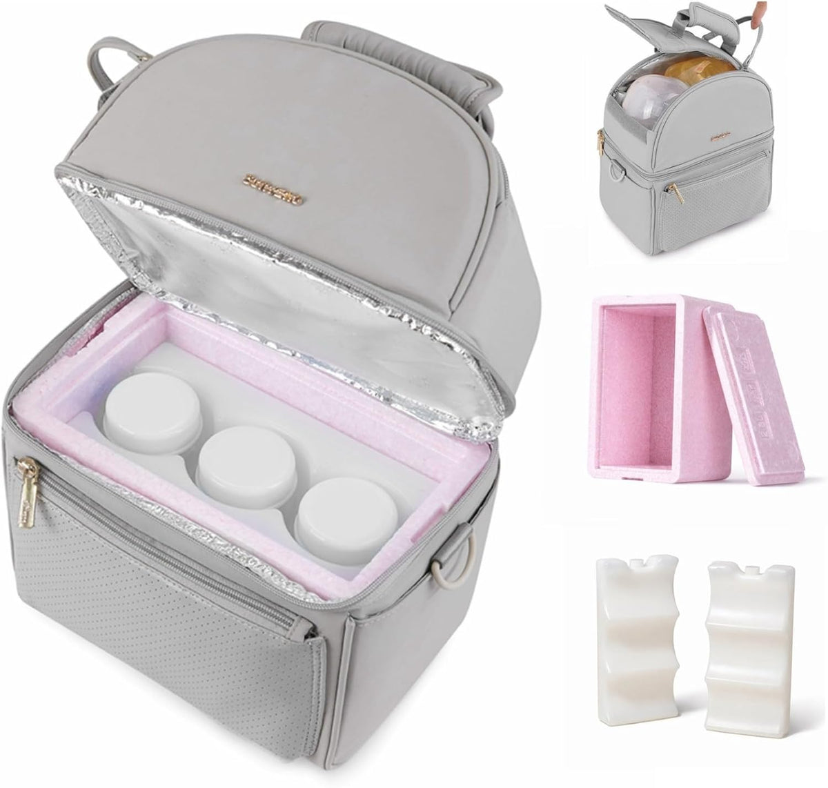 Breast Milk Cooler Bag with Detachable Insulation Box, Double-Layer Pumping Travel Bag for Work & Daycare, Fits Bottles, Ice Packs and Pump Parts,Green
