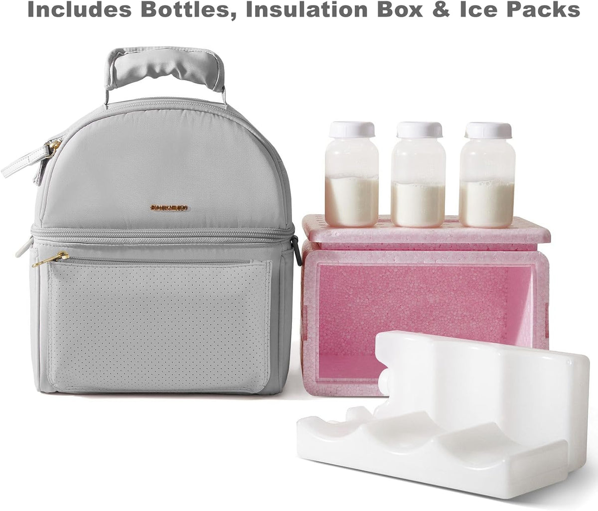 Breast Milk Cooler Bag with Detachable Insulation Box, Double-Layer Pumping Travel Bag for Work & Daycare, Fits Bottles, Ice Packs and Pump Parts,Green
