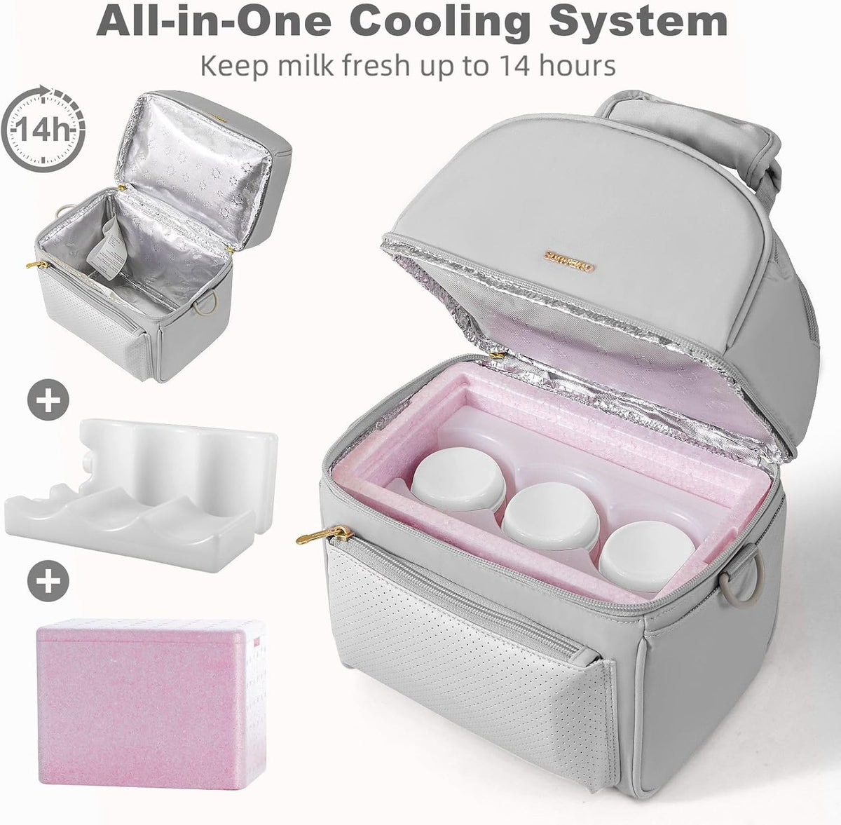 Breast Milk Cooler Bag with Detachable Insulation Box, Double-Layer Pumping Travel Bag for Work & Daycare, Fits Bottles, Ice Packs and Pump Parts,Green