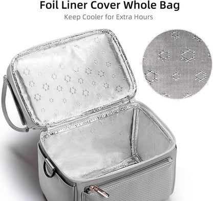 Breast Milk Cooler Bag with Detachable Insulation Box, Double-Layer Pumping Travel Bag for Work & Daycare, Fits Bottles, Ice Packs and Pump Parts,Green