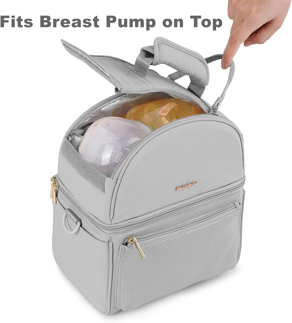 Breast Milk Cooler Bag with Detachable Insulation Box, Double-Layer Pumping Travel Bag for Work & Daycare, Fits Bottles, Ice Packs and Pump Parts,Green