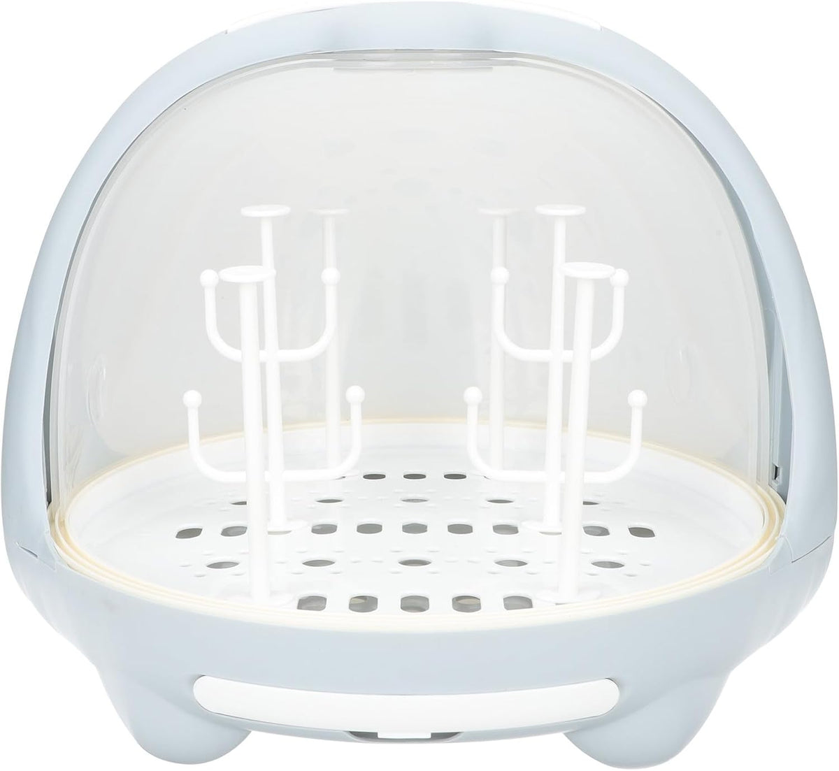 Bottle Drying Rack and Feeding Bottle Organizer for, Blue Milk Storage Box with Dustproof Cover and Drainage Design, Portable for Nursery and Travel