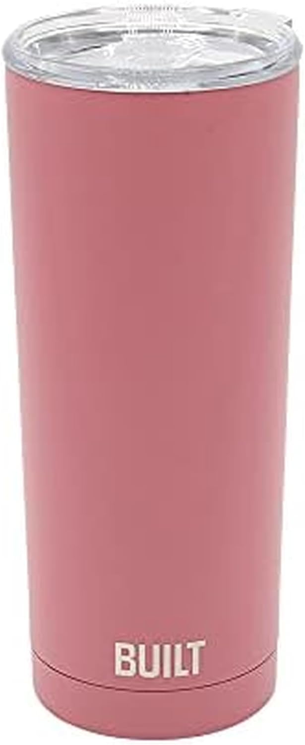 20 Ounce Double Wall Vacuum Sealed Stainless Steel Coffee and Water Tumbler Easy to Clean Tritan Lid with Rotating Splash Guard, Pink (5286294)