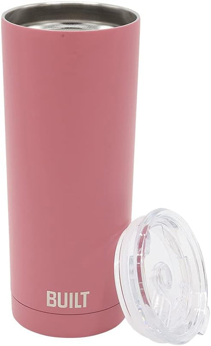 20 Ounce Double Wall Vacuum Sealed Stainless Steel Coffee and Water Tumbler Easy to Clean Tritan Lid with Rotating Splash Guard, Pink (5286294)