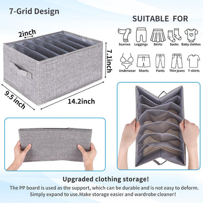 Wardrobe Clothes Organizer 4 Pack 7 Grid Closet Storage Divider Bins