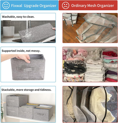 Wardrobe Clothes Organizer 4 Pack 7 Grid Closet Storage Divider Bins