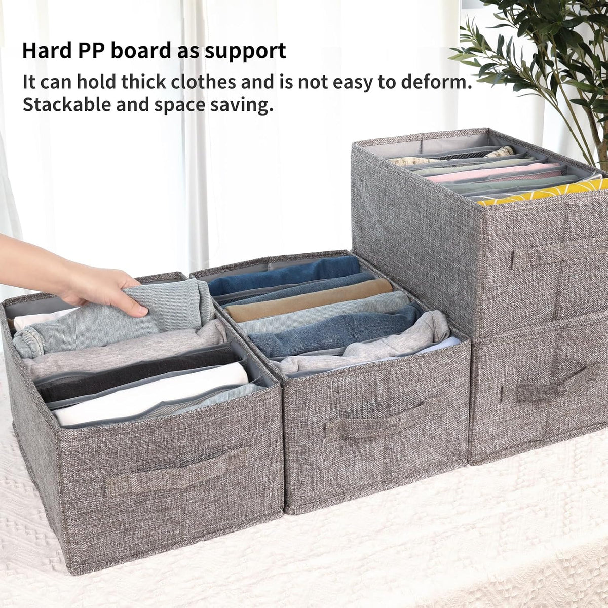 Wardrobe Clothes Organizer 4 Pack 7 Grid Closet Storage Divider Bins
