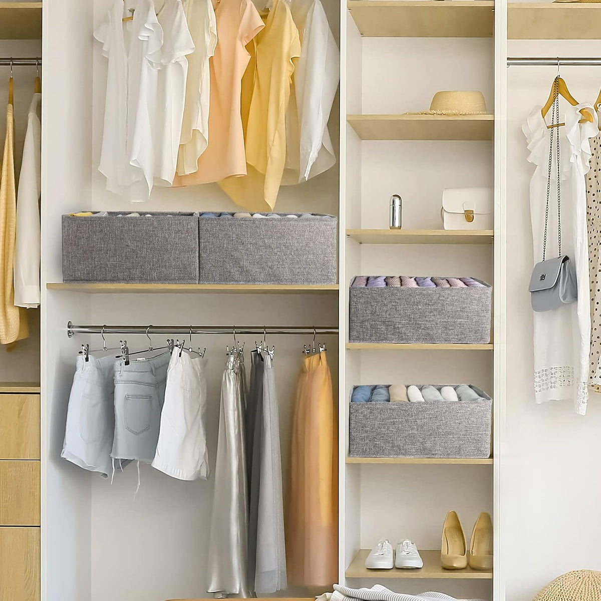 Wardrobe Clothes Organizer 4 Pack 7 Grid Closet Storage Divider Bins