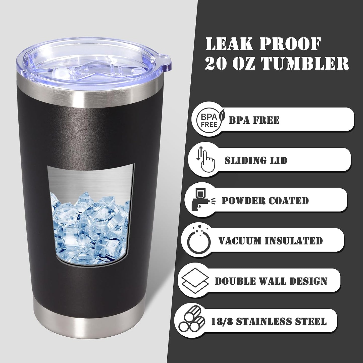 20 oz Tumbler Insulated Tumblers Stainless Steel Coffee Mug,SS 1PCS | Double Wall Vacuum Travel Coffee Tumbler ,Powder Coated Tumbler Cup Keep Hot & Cold