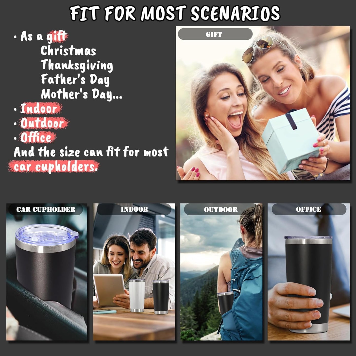 20 oz Tumbler Insulated Tumblers Stainless Steel Coffee Mug,SS 1PCS | Double Wall Vacuum Travel Coffee Tumbler ,Powder Coated Tumbler Cup Keep Hot & Cold