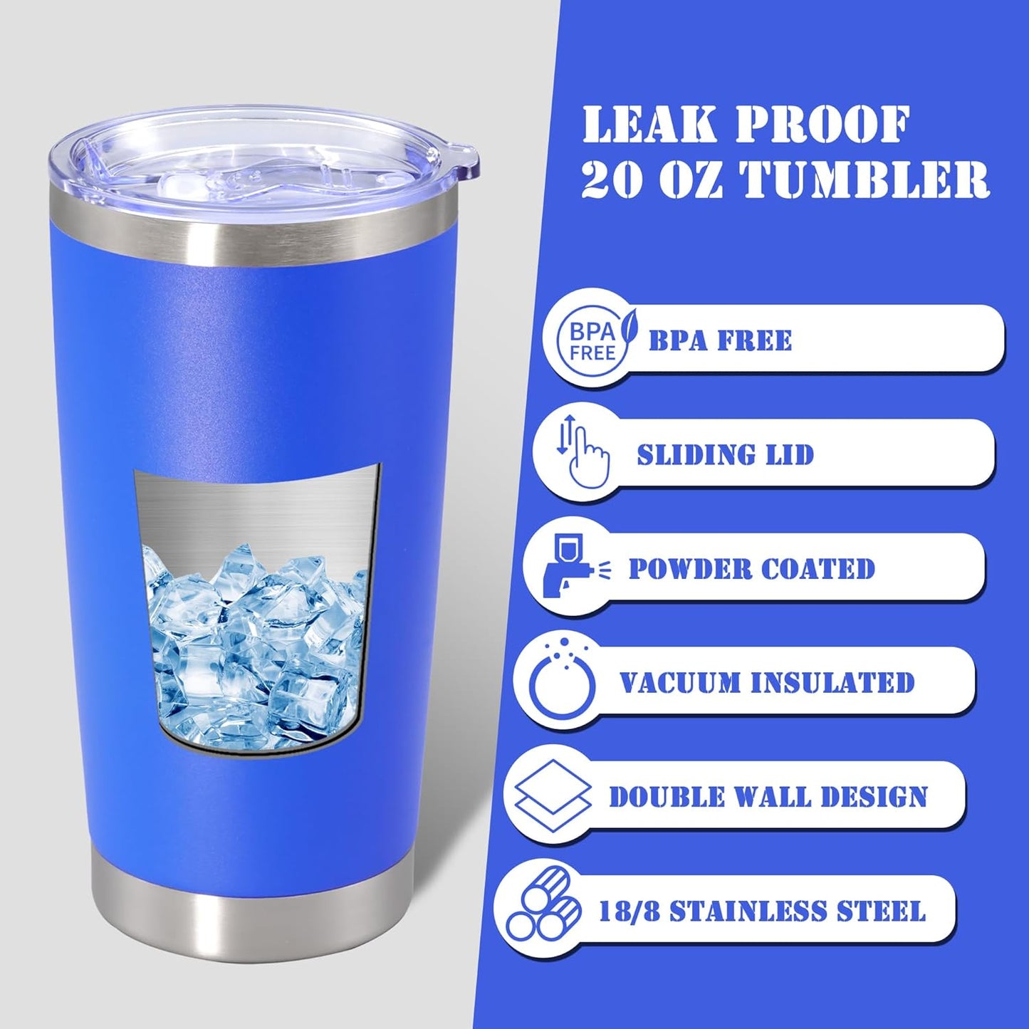 20 oz Tumbler Insulated Tumblers Stainless Steel Coffee Mug,SS 1PCS | Double Wall Vacuum Travel Coffee Tumbler ,Powder Coated Tumbler Cup Keep Hot & Cold