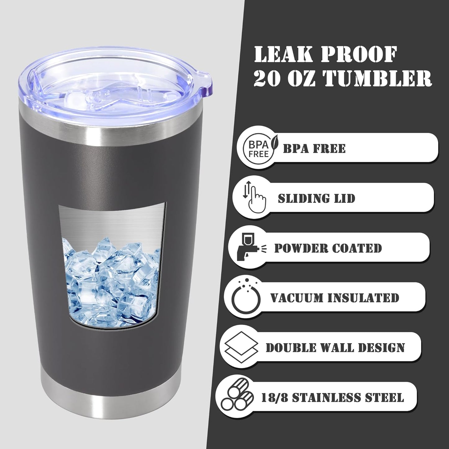 20 oz Tumbler Insulated Tumblers Stainless Steel Coffee Mug,SS 1PCS | Double Wall Vacuum Travel Coffee Tumbler ,Powder Coated Tumbler Cup Keep Hot & Cold