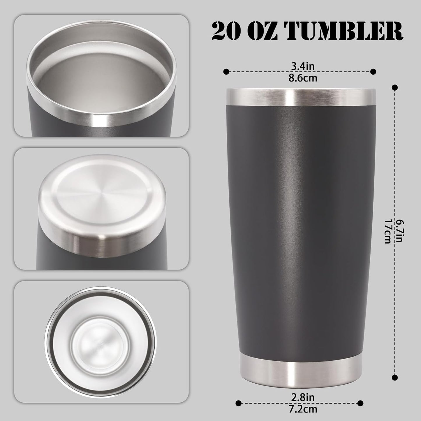 20 oz Tumbler Insulated Tumblers Stainless Steel Coffee Mug,SS 1PCS | Double Wall Vacuum Travel Coffee Tumbler ,Powder Coated Tumbler Cup Keep Hot & Cold