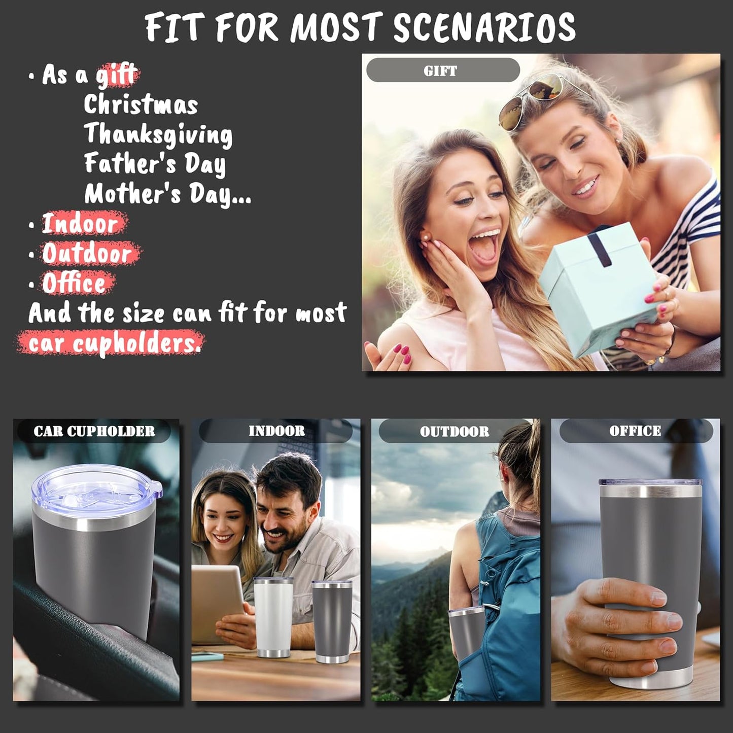 20 oz Tumbler Insulated Tumblers Stainless Steel Coffee Mug,SS 1PCS | Double Wall Vacuum Travel Coffee Tumbler ,Powder Coated Tumbler Cup Keep Hot & Cold