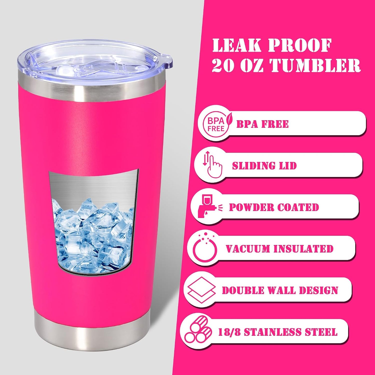 20 oz Tumbler Insulated Tumblers Stainless Steel Coffee Mug,SS 1PCS | Double Wall Vacuum Travel Coffee Tumbler ,Powder Coated Tumbler Cup Keep Hot & Cold