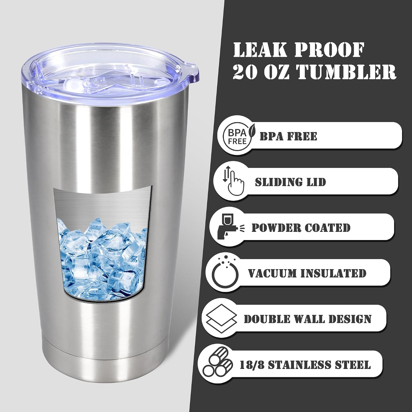 20 oz Tumbler Insulated Tumblers Stainless Steel Coffee Mug,SS 1PCS | Double Wall Vacuum Travel Coffee Tumbler ,Powder Coated Tumbler Cup Keep Hot & Cold