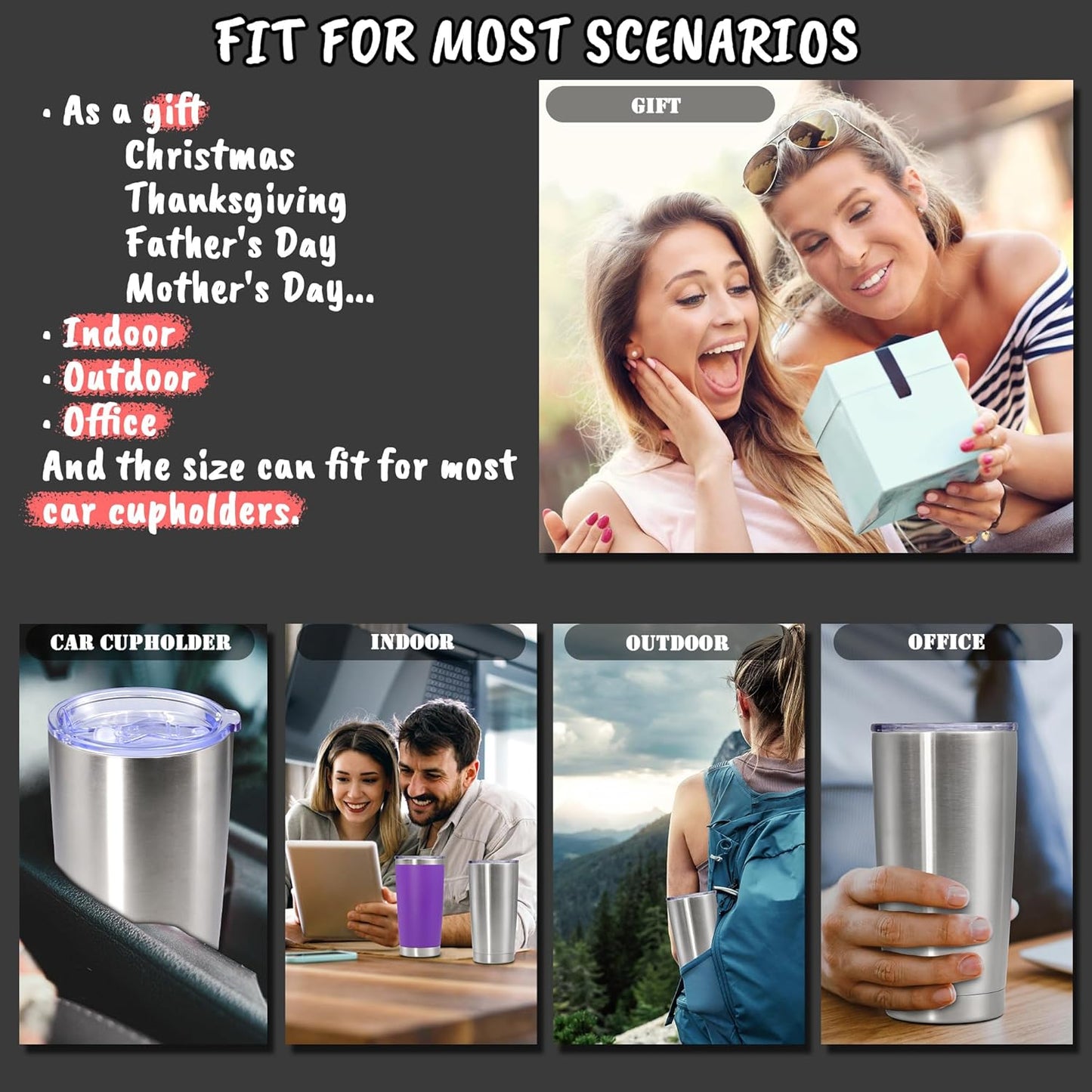 20 oz Tumbler Insulated Tumblers Stainless Steel Coffee Mug,SS 1PCS | Double Wall Vacuum Travel Coffee Tumbler ,Powder Coated Tumbler Cup Keep Hot & Cold