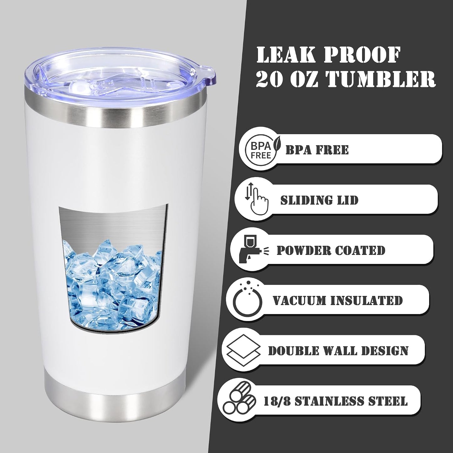 20 oz Tumbler Insulated Tumblers Stainless Steel Coffee Mug,SS 1PCS | Double Wall Vacuum Travel Coffee Tumbler ,Powder Coated Tumbler Cup Keep Hot & Cold
