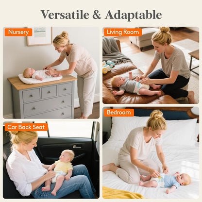 Felt Diaper Caddy Organizer with Handle, Portable Baby Nappy Storage Basket Bag with Detachable Divider, for Nursery, Changing Table, Car, Regular, Beige, 13"×9.1"×7.1"