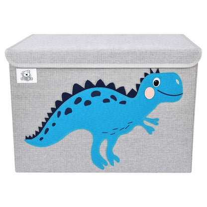 Foldable Large Kids Toy Chest with Flip-Top Lid, Collapsible Fabric Animal Toy Storage Organizer/Bin/Box/Basket/Trunk for Toddler, Children and Baby Nursery (Dinosaur + Triceratops)