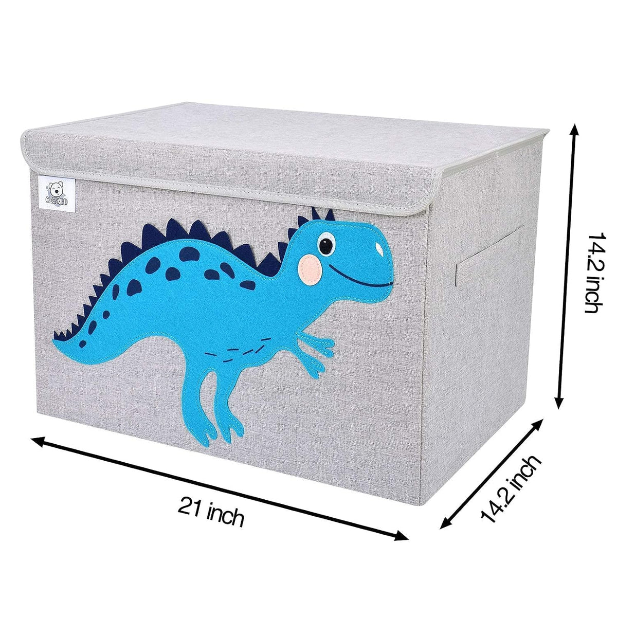 Foldable Large Kids Toy Chest with Flip-Top Lid, Collapsible Fabric Animal Toy Storage Organizer/Bin/Box/Basket/Trunk for Toddler, Children and Baby Nursery (Dinosaur + Triceratops)