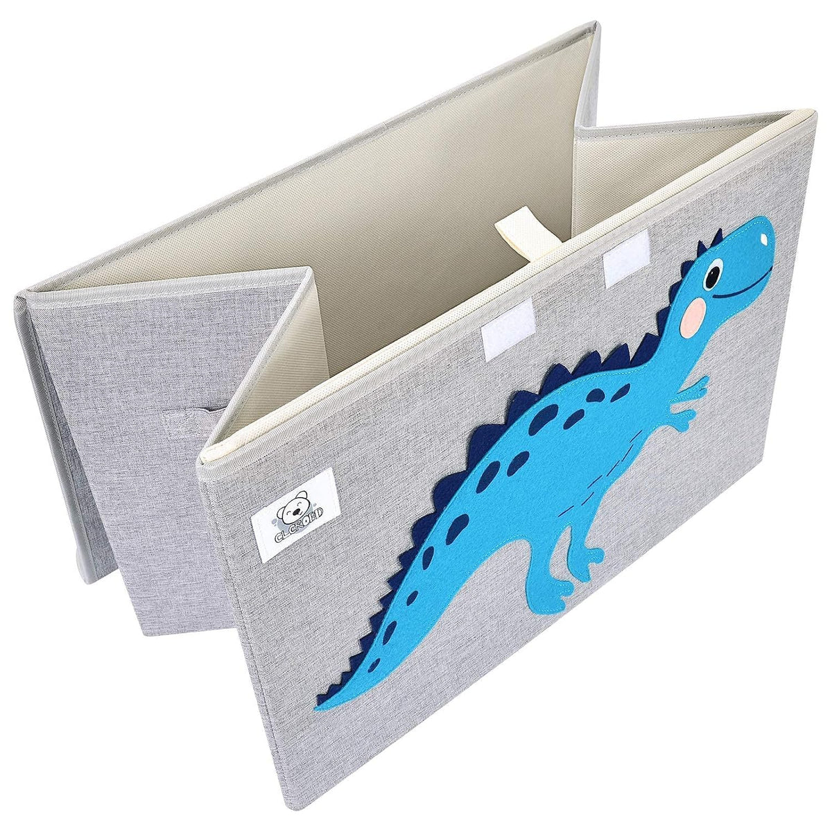 Foldable Large Kids Toy Chest with Flip-Top Lid, Collapsible Fabric Animal Toy Storage Organizer/Bin/Box/Basket/Trunk for Toddler, Children and Baby Nursery (Dinosaur + Triceratops)
