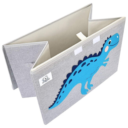 Foldable Large Kids Toy Chest with Flip-Top Lid, Collapsible Fabric Animal Toy Storage Organizer/Bin/Box/Basket/Trunk for Toddler, Children and Baby Nursery (Dinosaur + Triceratops)