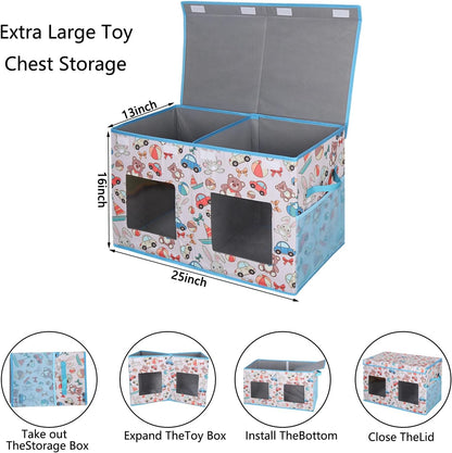 Legestori Large Stackable Storage Bins with Lids, Collapsible Sturdy Storage Organizer Boxes Bins Baskets, Foldable Closet Organizer Baskets for Home (Light Khaki, M)