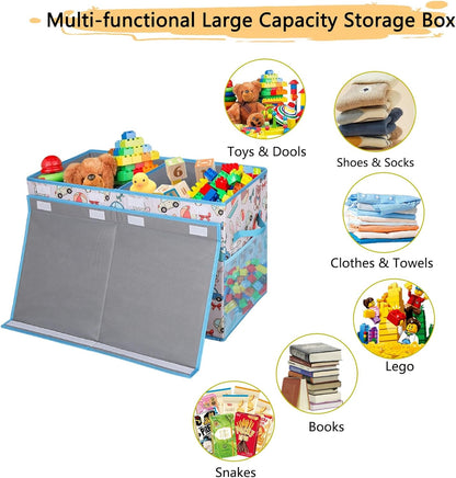 Legestori Large Stackable Storage Bins with Lids, Collapsible Sturdy Storage Organizer Boxes Bins Baskets, Foldable Closet Organizer Baskets for Home (Light Khaki, M)
