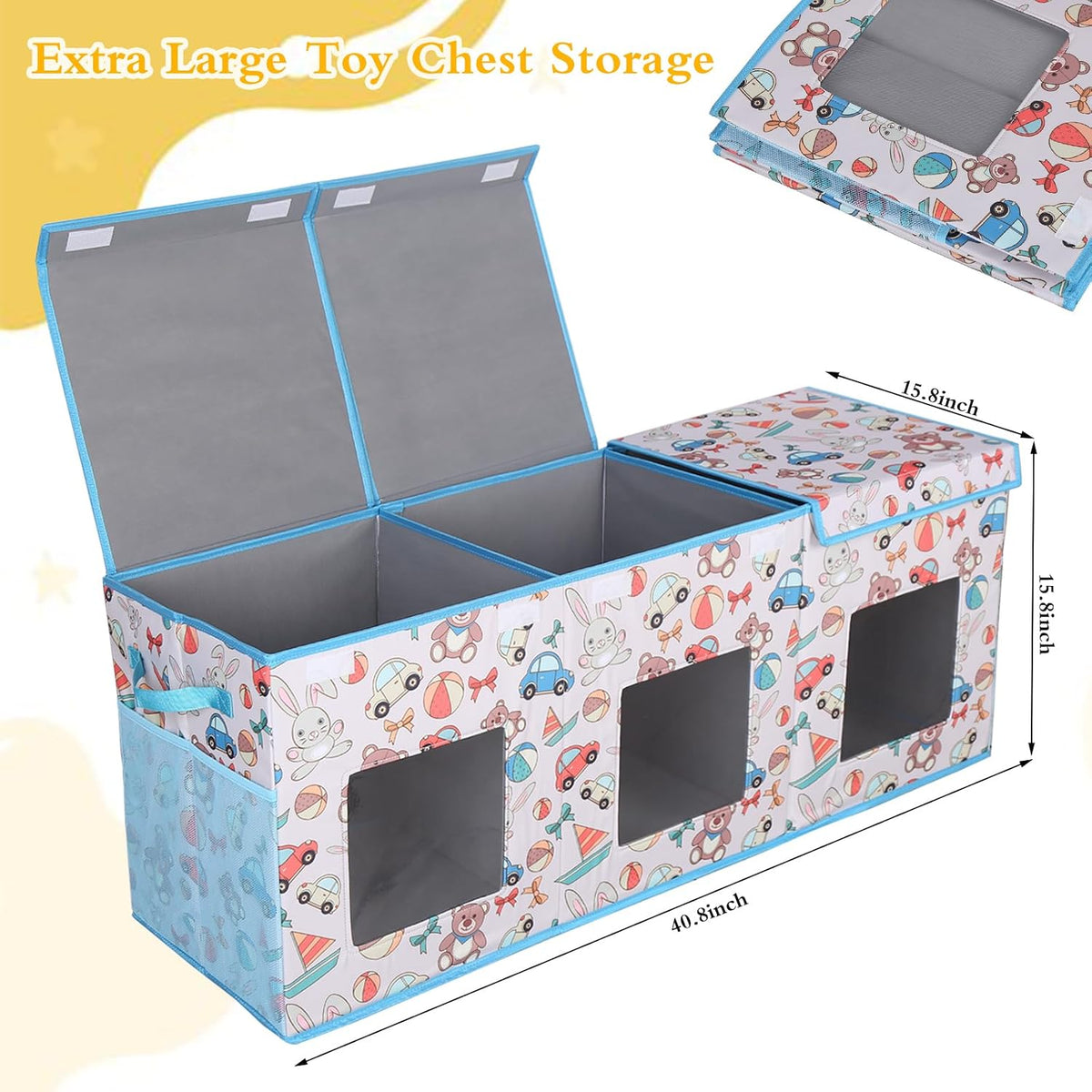 Legestori Large Stackable Storage Bins with Lids, Collapsible Sturdy Storage Organizer Boxes Bins Baskets, Foldable Closet Organizer Baskets for Home (Light Khaki, M)
