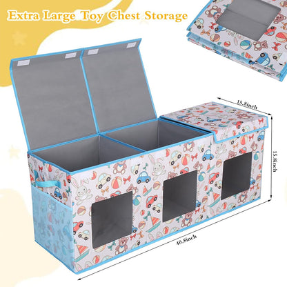 Legestori Large Stackable Storage Bins with Lids, Collapsible Sturdy Storage Organizer Boxes Bins Baskets, Foldable Closet Organizer Baskets for Home (Light Khaki, M)
