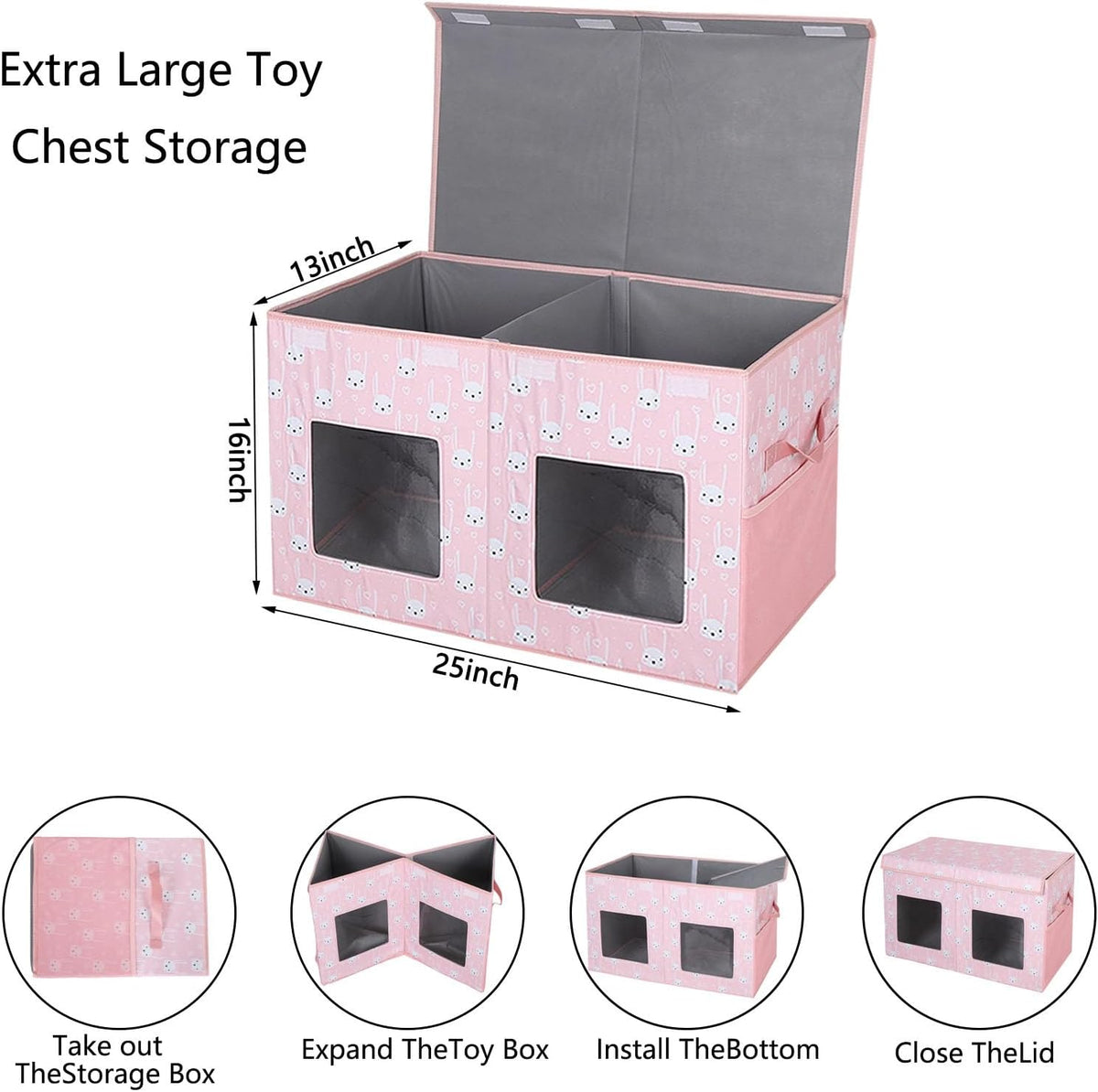 Legestori Large Stackable Storage Bins with Lids, Collapsible Sturdy Storage Organizer Boxes Bins Baskets, Foldable Closet Organizer Baskets for Home (Light Khaki, M)