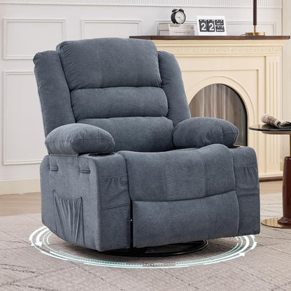 Rocking Recliner Chair for Adults Corduroy Wide Upholstered Glider Recliner with Cup Holder Deep Seat Single Sofa Rocker Chair for Nursery Living Room
