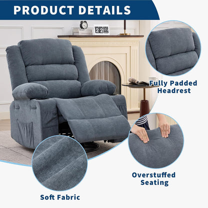 Rocking Recliner Chair for Adults Corduroy Wide Upholstered Glider Recliner with Cup Holder Deep Seat Single Sofa Rocker Chair for Nursery Living Room