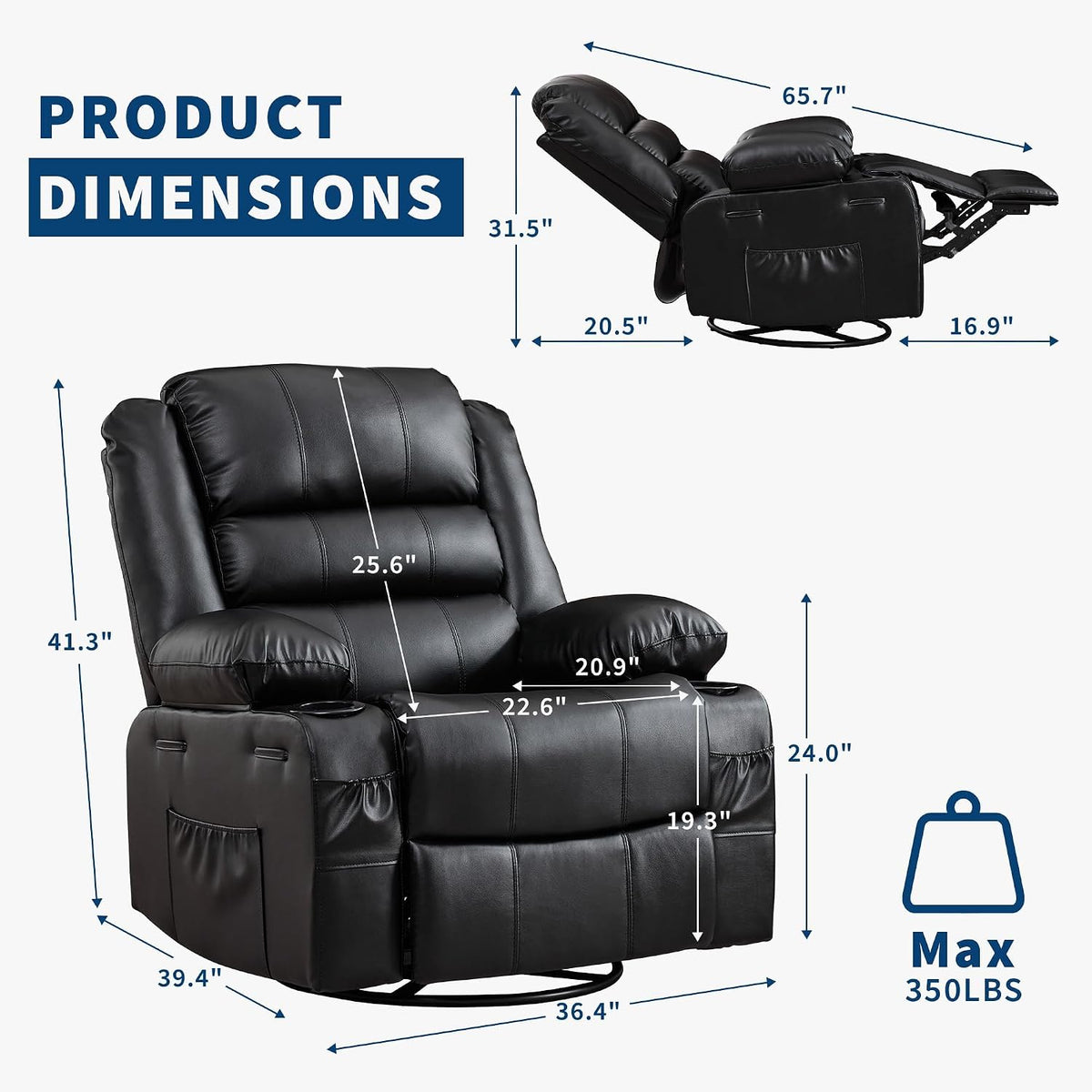 Rocking Recliner Chair for Adults Corduroy Wide Upholstered Glider Recliner with Cup Holder Deep Seat Single Sofa Rocker Chair for Nursery Living Room