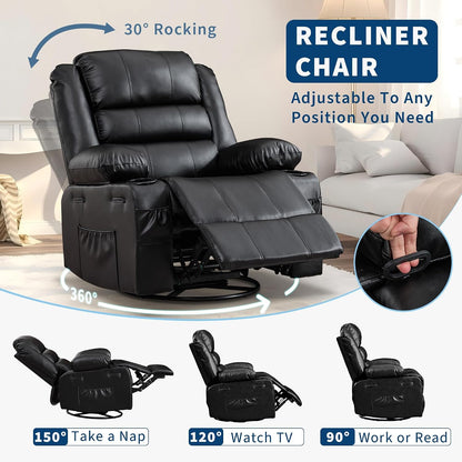 Rocking Recliner Chair for Adults Corduroy Wide Upholstered Glider Recliner with Cup Holder Deep Seat Single Sofa Rocker Chair for Nursery Living Room