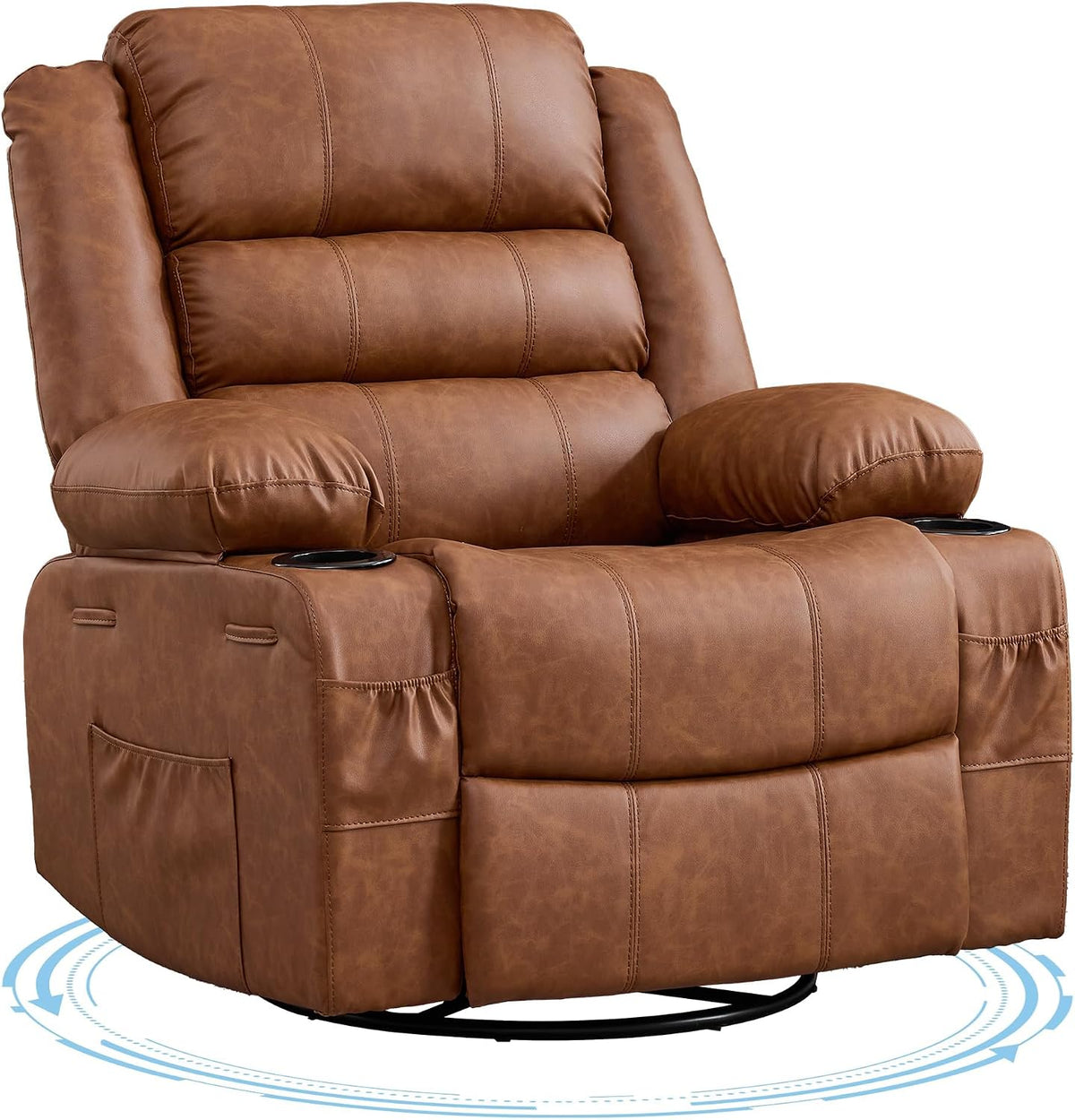Rocking Recliner Chair for Adults Corduroy Wide Upholstered Glider Recliner with Cup Holder Deep Seat Single Sofa Rocker Chair for Nursery Living Room