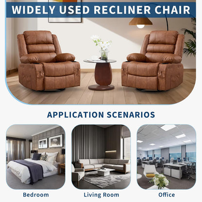 Rocking Recliner Chair for Adults Corduroy Wide Upholstered Glider Recliner with Cup Holder Deep Seat Single Sofa Rocker Chair for Nursery Living Room