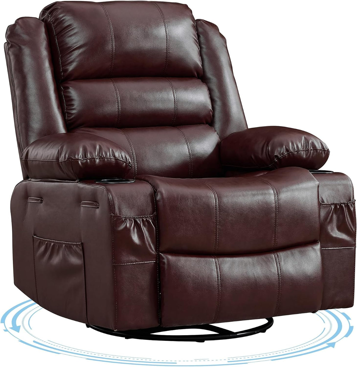 Rocking Recliner Chair for Adults Corduroy Wide Upholstered Glider Recliner with Cup Holder Deep Seat Single Sofa Rocker Chair for Nursery Living Room