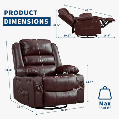 Rocking Recliner Chair for Adults Corduroy Wide Upholstered Glider Recliner with Cup Holder Deep Seat Single Sofa Rocker Chair for Nursery Living Room