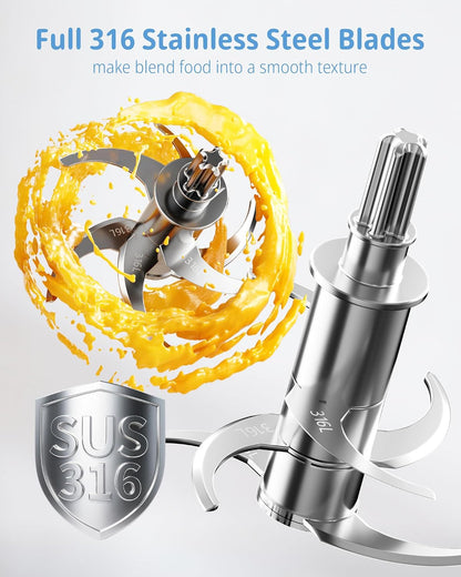 FM01 Baby Food Maker, 316L Stainless Steel Blades | Puree Steamer Blender Processor With 10oz Glass Bowl | One-Step Food Mill with Recipe, 12H Keep Warm, Auto Clean, Reheat | BPA-Free