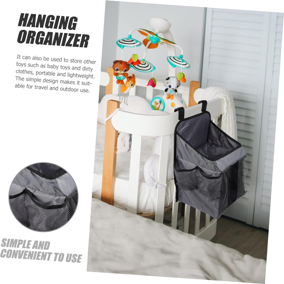 Hanging Organizer Diaper Stacker Pockets Storage Organizer for Diapers Items Neutral Style
