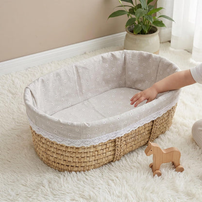 Woven Basket Liner Replacement for Baby Nursery - Breathable Washable Floral Fabric Insert for Nursery Diaper Caddy, Toy Organizer, Laundry Hamper