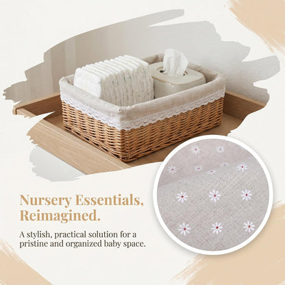 Woven Basket Liner Replacement for Baby Nursery - Breathable Washable Floral Fabric Insert for Nursery Diaper Caddy, Toy Organizer, Laundry Hamper